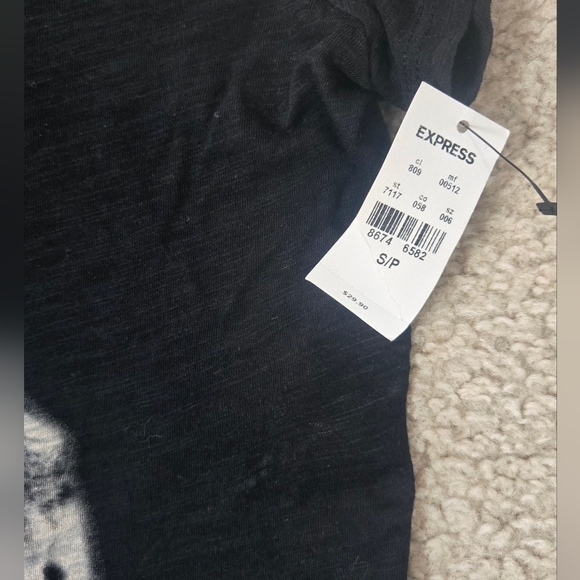 Express Black Leopard Print Embellished Tshirt - Picture 3 of 7